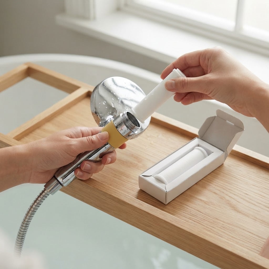 Hands putting a cartridge into the handle